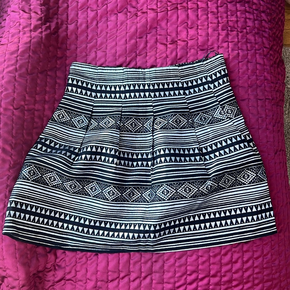 Metallic silver and black pleaded skirt